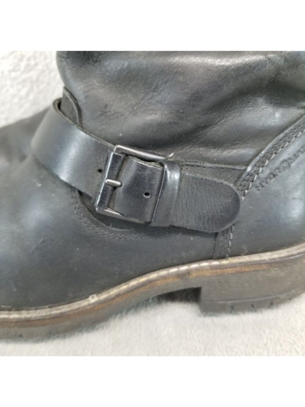 Ecco Shoes Womens Size EU 38 US 7.5 Elaine Black Pull On Biker Boots *Read* - Picture 3 of 16